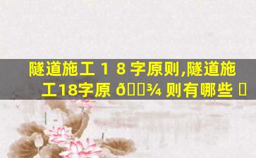 隧道施工１８字原则,隧道施工18字原 🌾 则有哪些 ☘